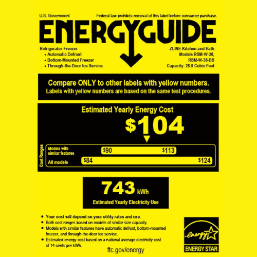 ZLINE - Autograph Edition 36" French Door Refrigerator (RSMZ-W-36-FCB)