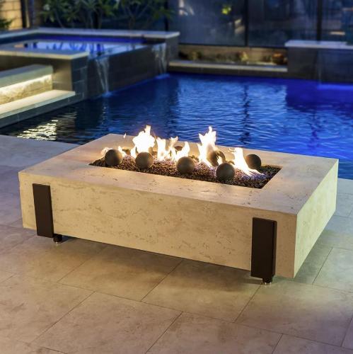 60" Iron Saddle Firetable with Stainless Steel Linear Burner