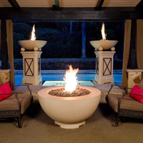 48" American Fyre Designs Fire Bowl with 16" Stainless Steel star shape burner. (242-731-BA-11-H6PC)