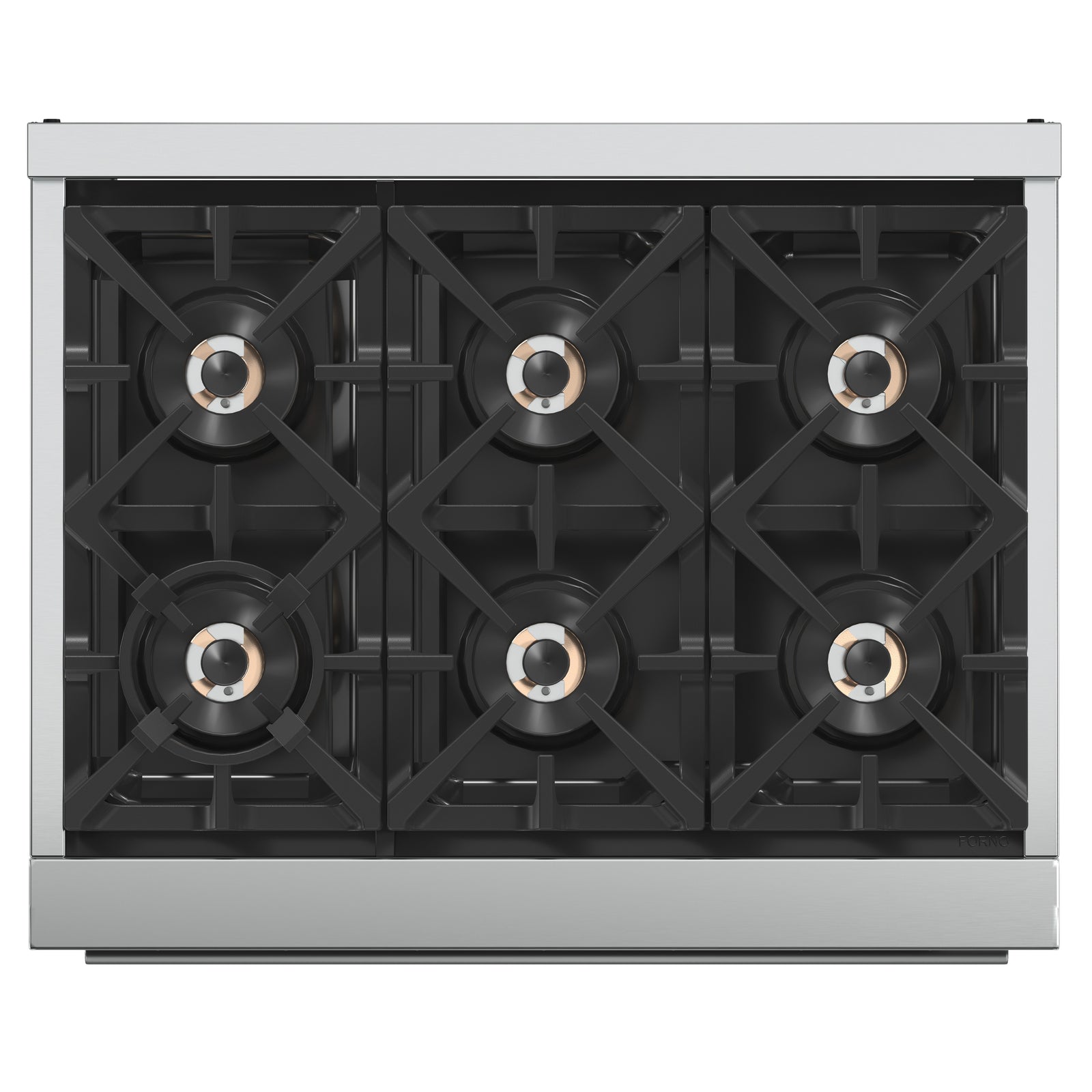 Forno Capriasca 36-Inch Gas Range, Stainless Steel, 6 Brass Burners, 120,000 BTU, Convection Oven, Energy Efficient