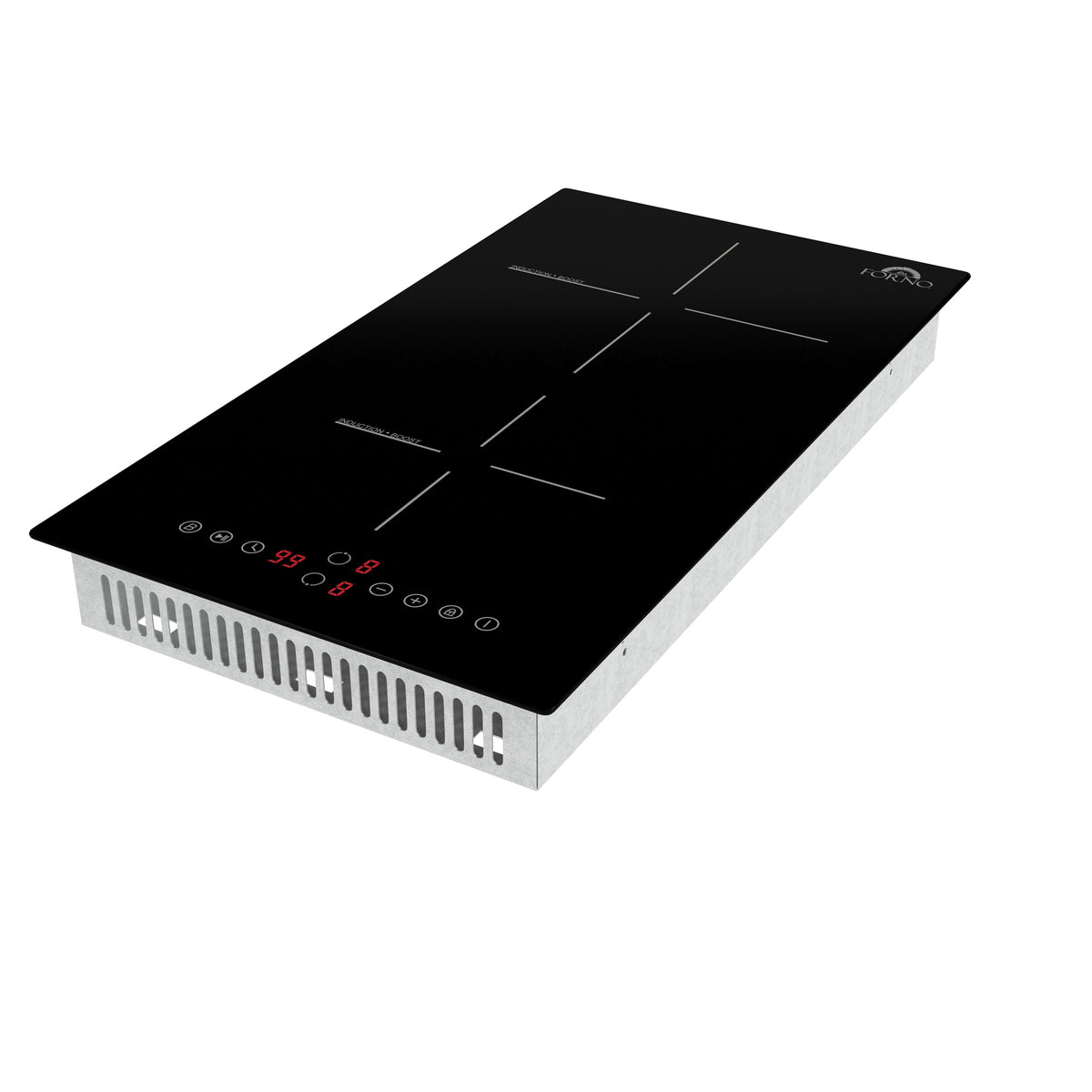 Forno Parco 12-Inch Induction Cooktop, 2 Zones, 3,600W Total Power, Touch Control, 9 Power Levels, Booster Function