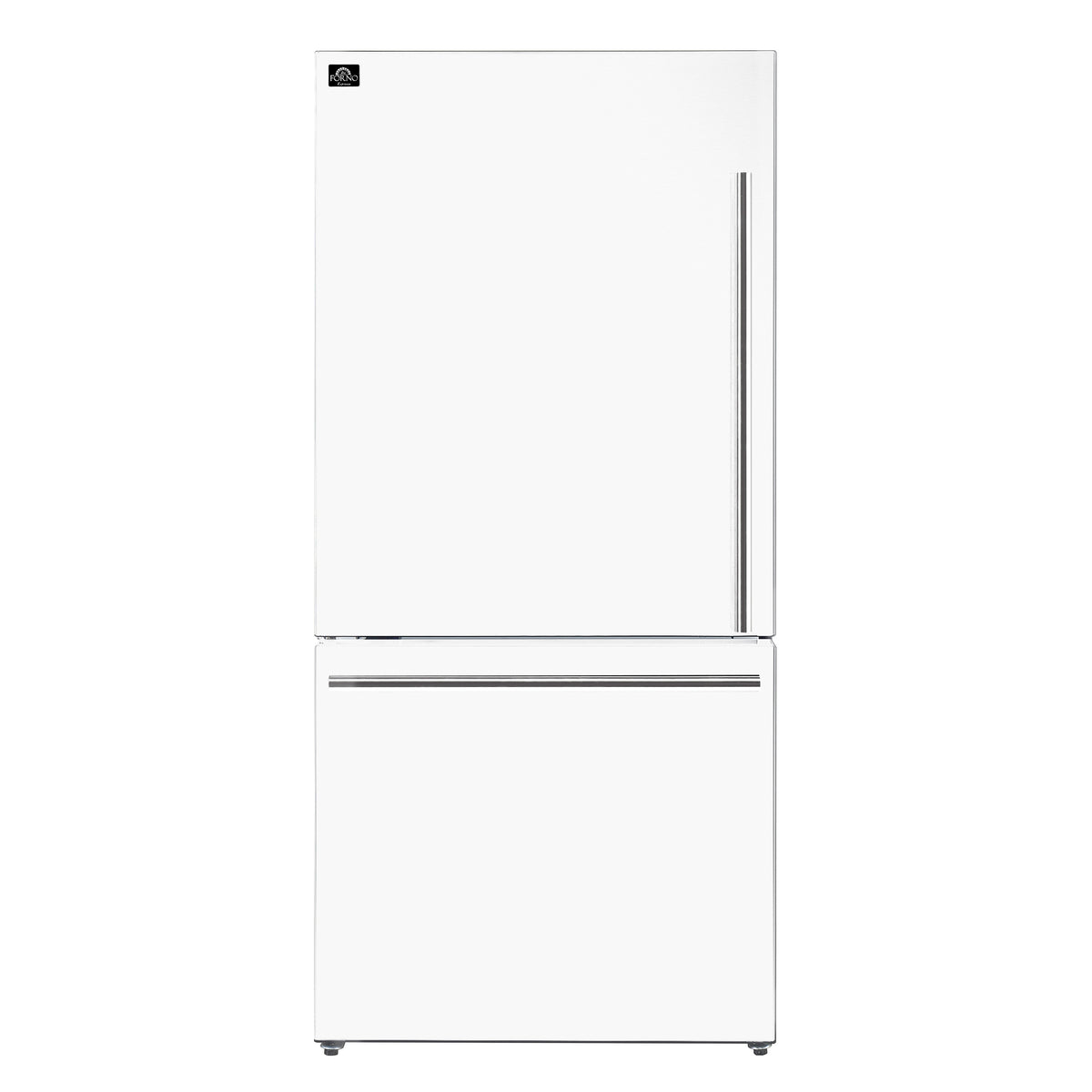 Forno Milano Espresso 31-Inch White Bottom Freezer Refrigerator, 17.2 Cu. Ft., Energy-Efficient, No Frost, Built-In Ice Maker