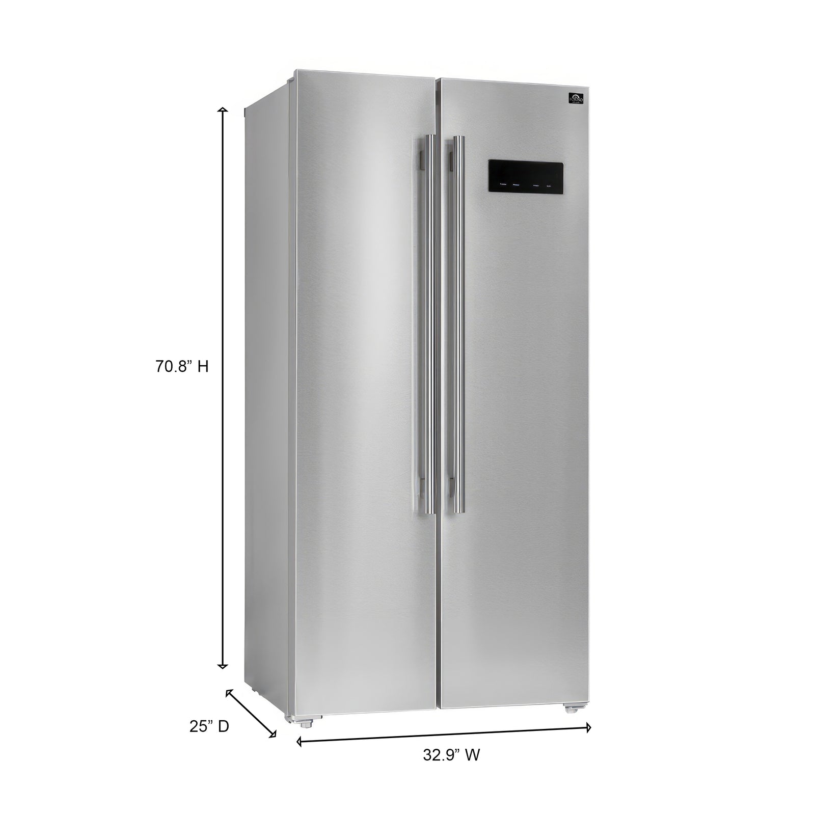 Forno Salerno 33-Inch Side-by-Side Stainless Steel Refrigerator, 15.6 cu.ft, ENERGY STAR Certified