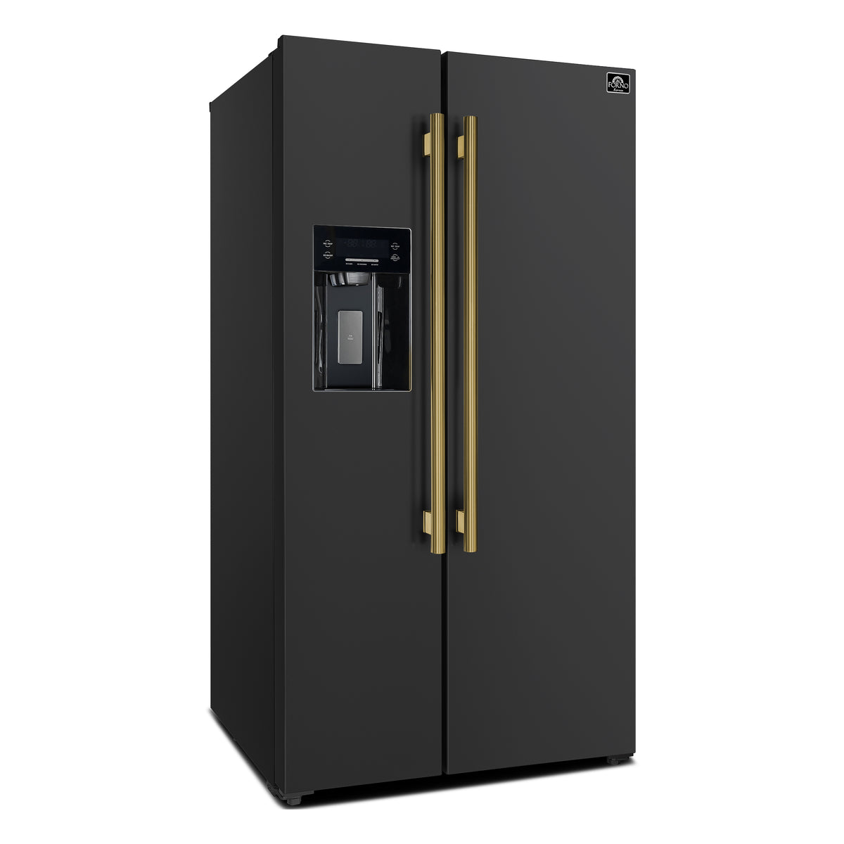 Forno Salerno Espresso 36-Inch Black Side-by-Side Refrigerator, 20 Cu. Ft., Frost-Free, Ice &amp; Water Dispenser, ENERGY STAR Certified
