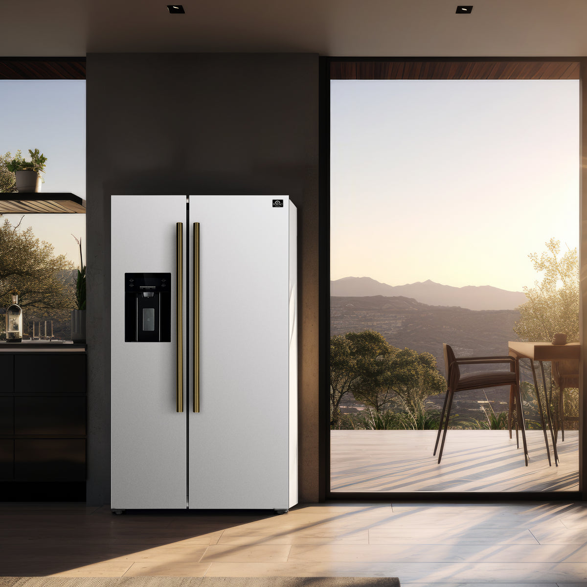 Forno Salerno Espresso 36-Inch White Side-by-Side Refrigerator, 20 Cu. Ft., Frost-Free, Ice &amp; Water Dispenser, ENERGY STAR Certified