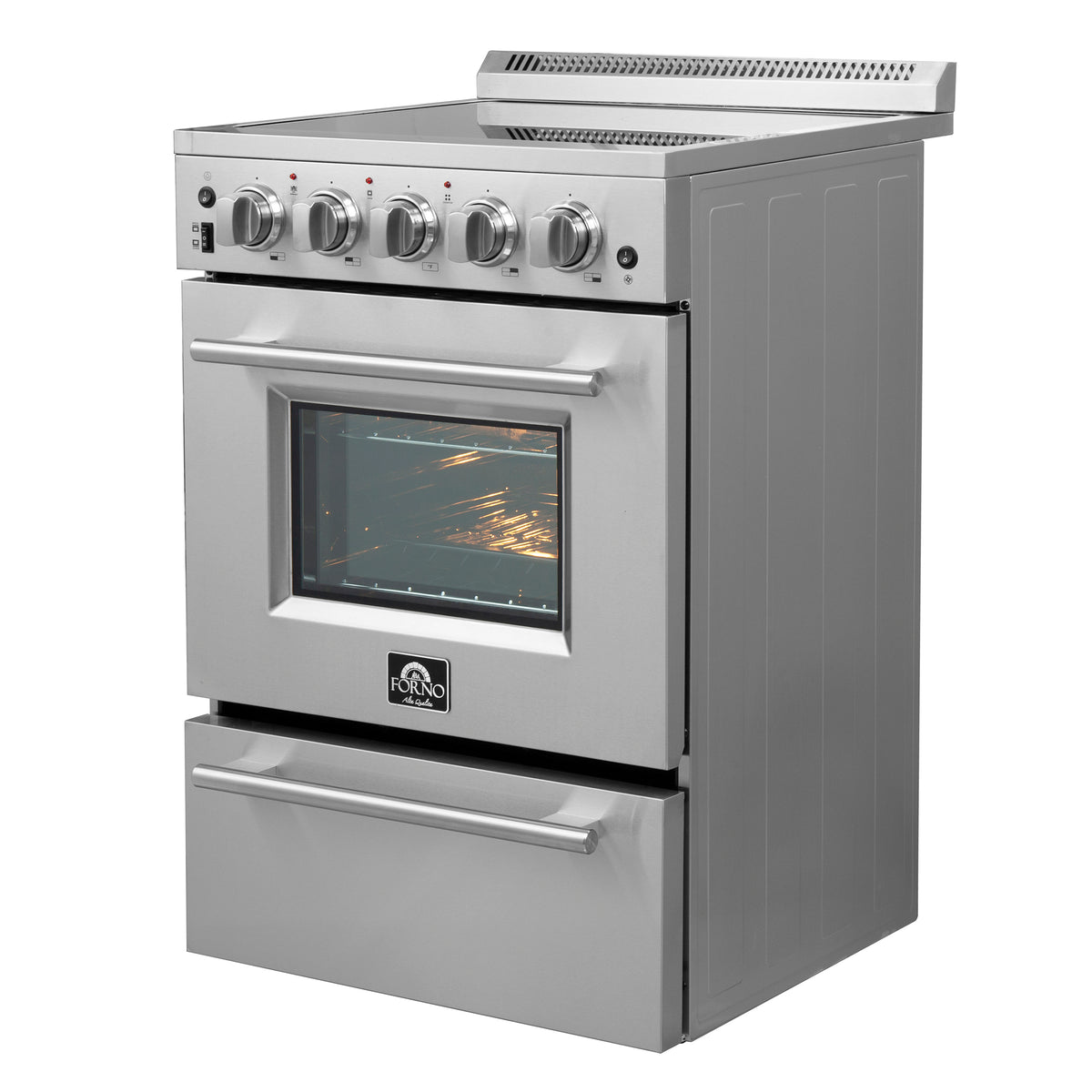 Forno Loiano 24 Inch Freestanding Electric Range Stainless Steel with Storage Drawer