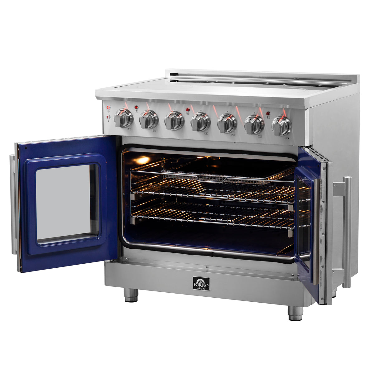 Forno Massimo 36-Inch Freestanding French Door Electric Range, True Convection Oven