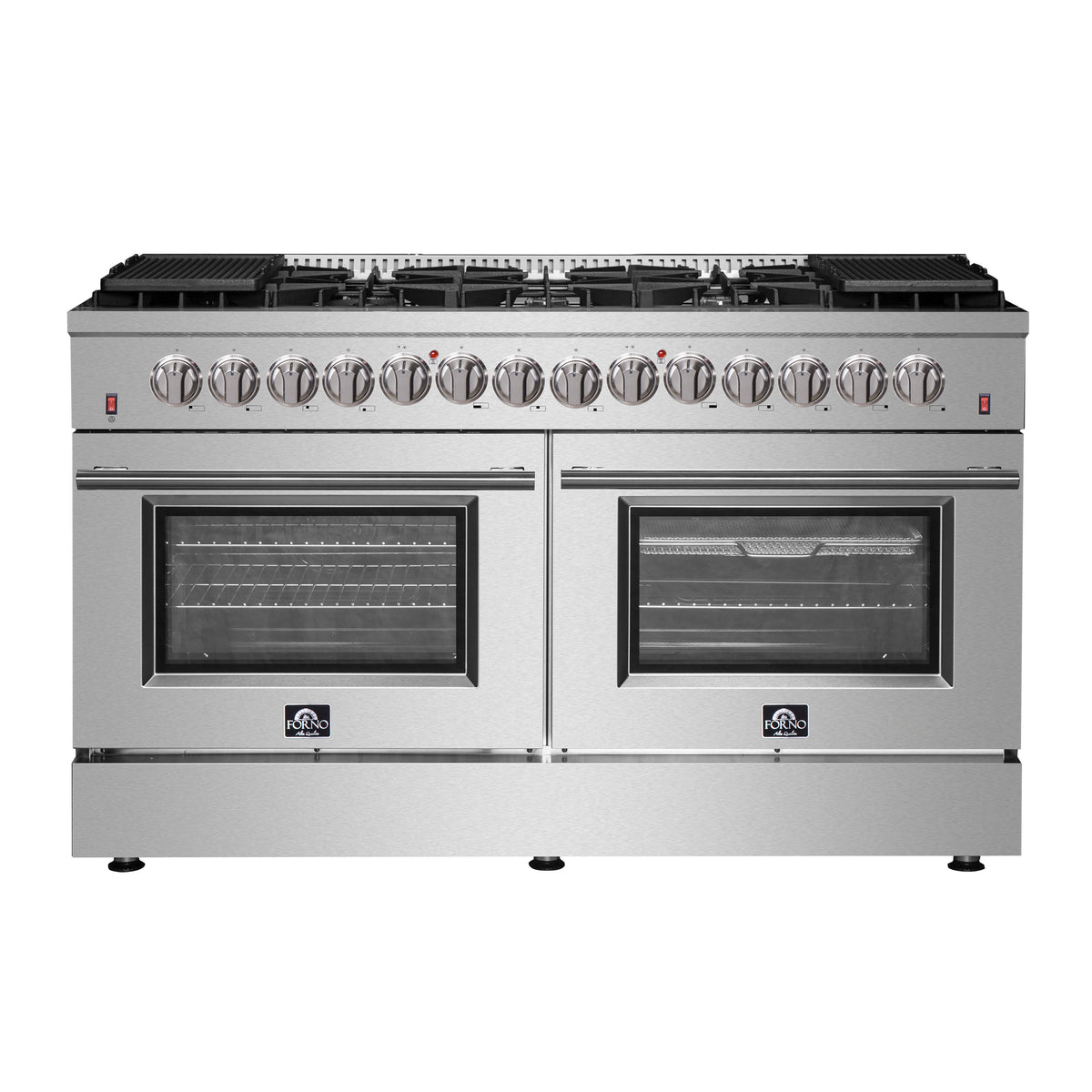 Forno Galiano 60-Inch Freestanding Dual Fuel Range, 10 Burners, Double Convection Ovens