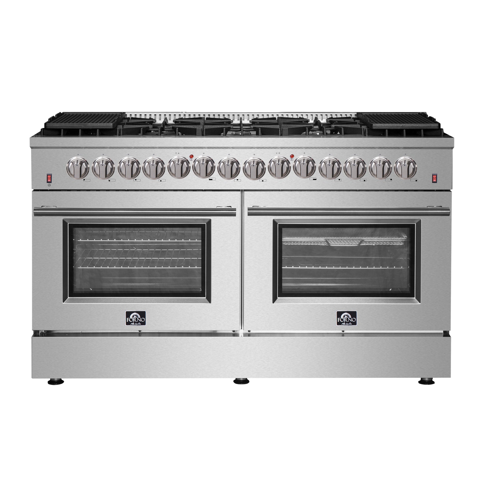 Forno Galiano 60-Inch Freestanding Dual Fuel Range, 10 Burners, Double Convection Ovens