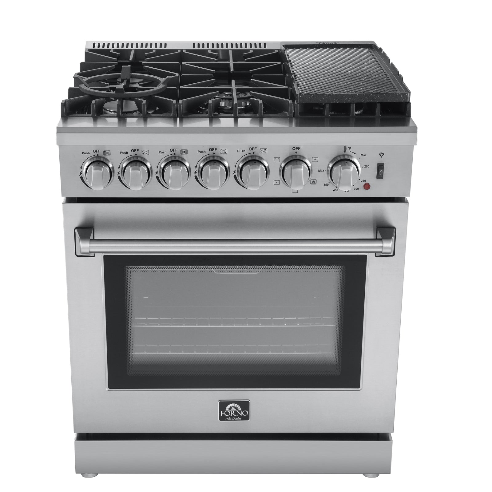 Forno Lazio 30-Inch Freestanding Dual Fuel Range, 4 Burners, True Convection Oven