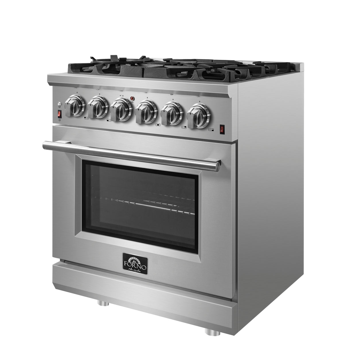 Forno Massimo 30-Inch Freestanding Gas Range, 4 Burners, True Convection Oven