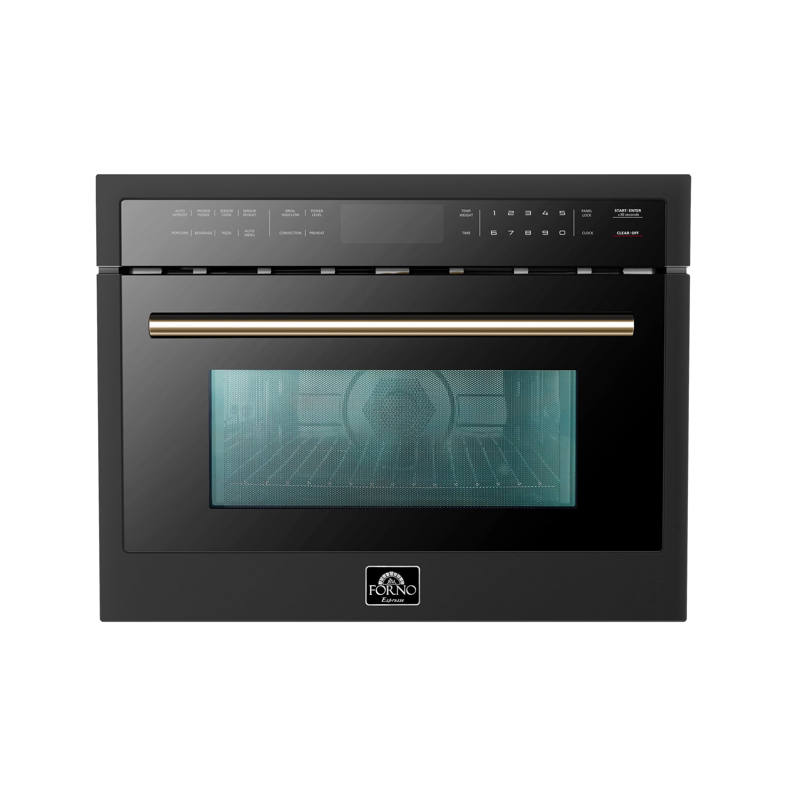 Forno Oliena Espresso Black 24-Inch Built-In Microwave and Convection Oven Combo, 1.6 cu.ft, 1750W Convection, 1000W Microwave, Stainless Steel Interior, Glass Touch Controls, Sensor Cooking