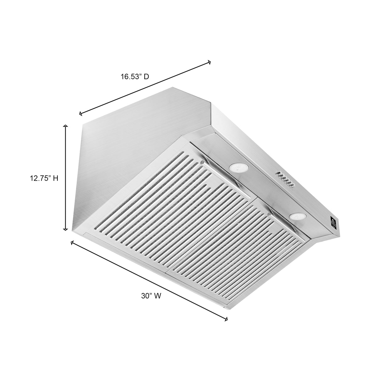 Forno Bari Espresso 30-Inch Under Cabinet Range Hood, Stainless Steel, 400 CFM, LED Lighting, Dishwasher-Safe Baffle Filters, 4-Speed Fan Control