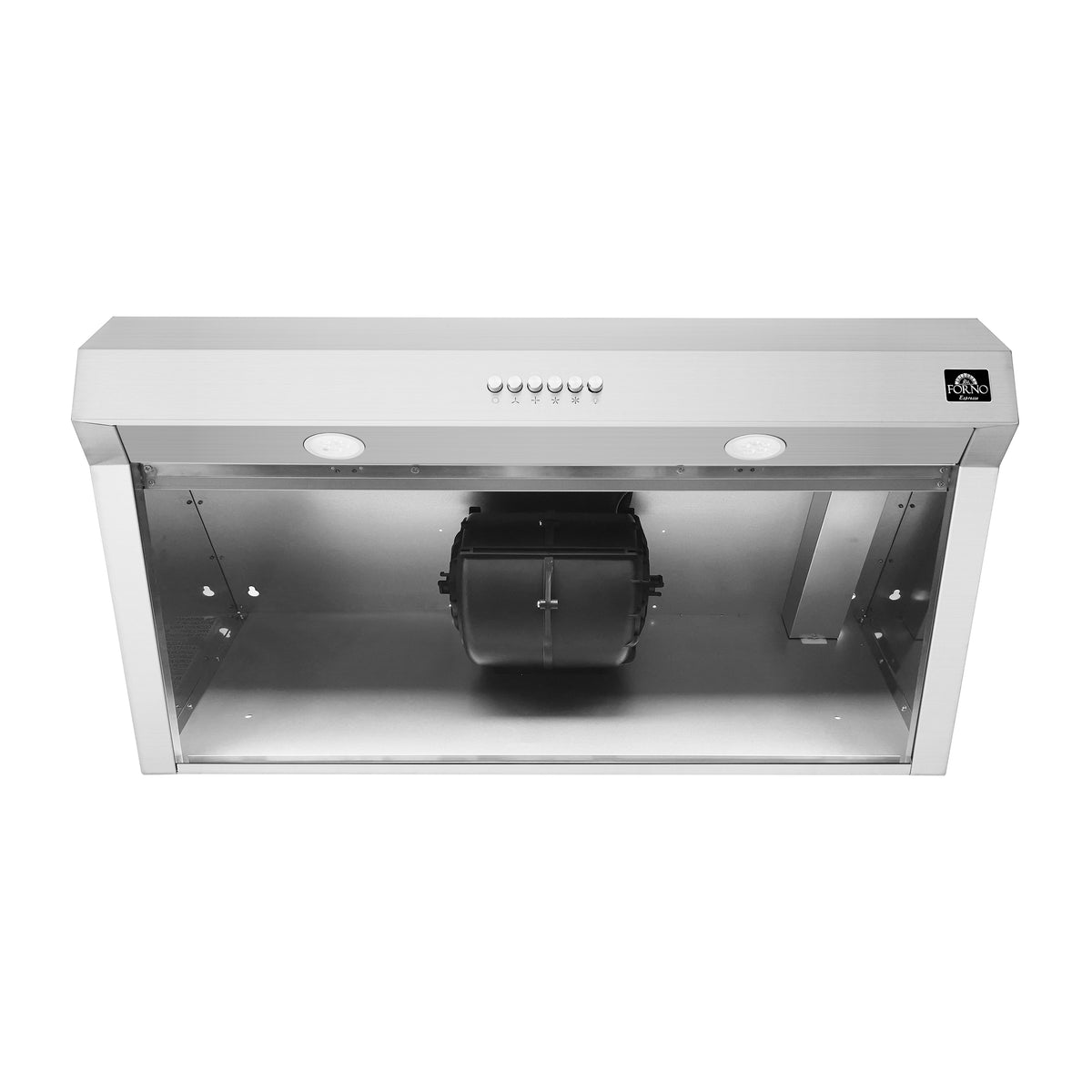 Forno Bari Espresso 30-Inch Under Cabinet Range Hood, Stainless Steel, 400 CFM, LED Lighting, Dishwasher-Safe Baffle Filters, 4-Speed Fan Control