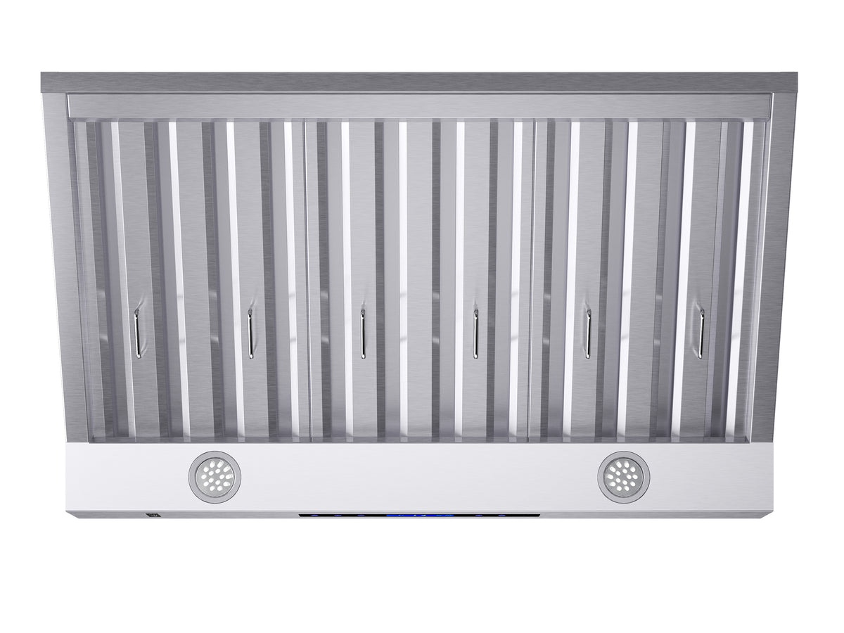 Forno Palazzo 36-Inch Wall Mounted Range Hood, Stainless Steel, Heavy Duty Baffle Filters, Remote Control