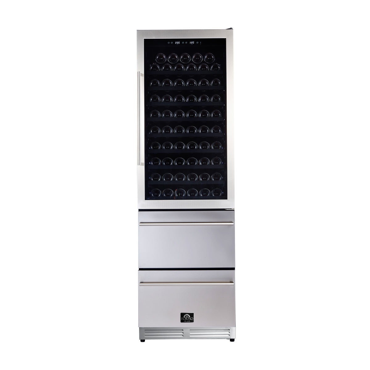 Forno Azienda 24&quot; Dual Temperature Zone Wine Cooler with up to 108 Bottles and two refrigerated drawers