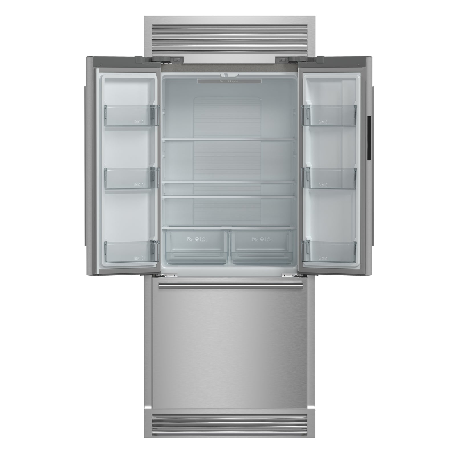 Forno Gallipoli 30-Inch French Door Refrigerator, 17.5 cu.ft Capacity, Decorative Grill, 34-Inch Width, Stainless Steel, No Frost Technology, Energy Efficient