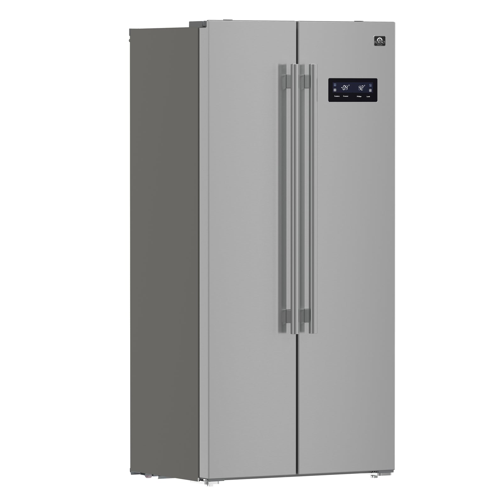 Forno Salerno 33-Inch Side-by-Side Stainless Steel Refrigerator, 15.6 cu.ft, ENERGY STAR Certified