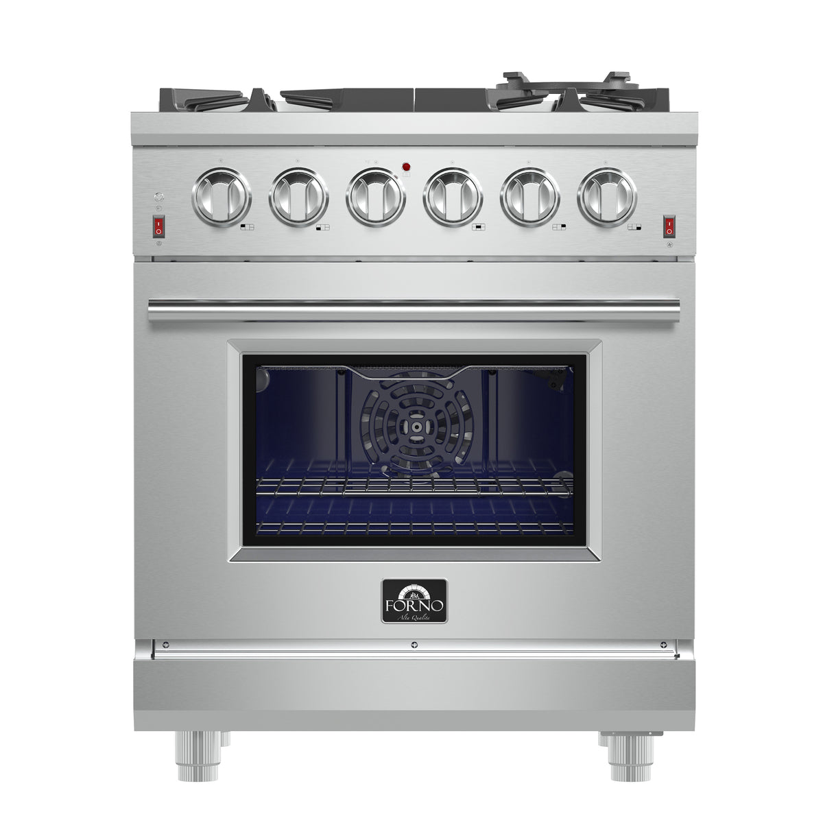 Forno Massimo 30-Inch Freestanding Gas Range, 5 Burners, True Convection Oven