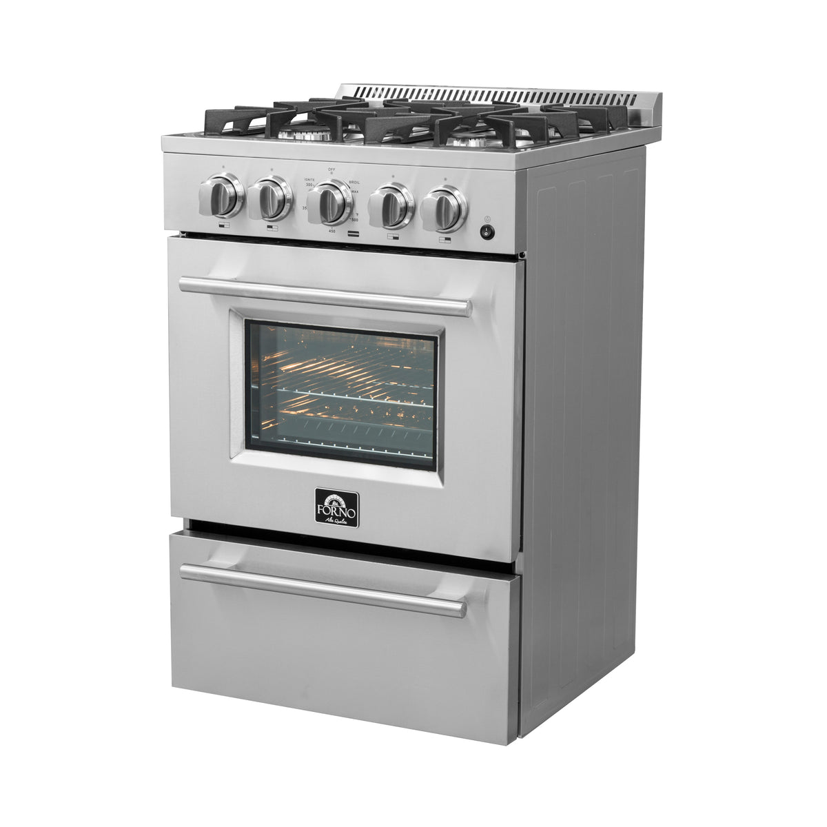 Forno Breno 24-Inch Freestanding Gas Range, Compact Design, Energy Efficient