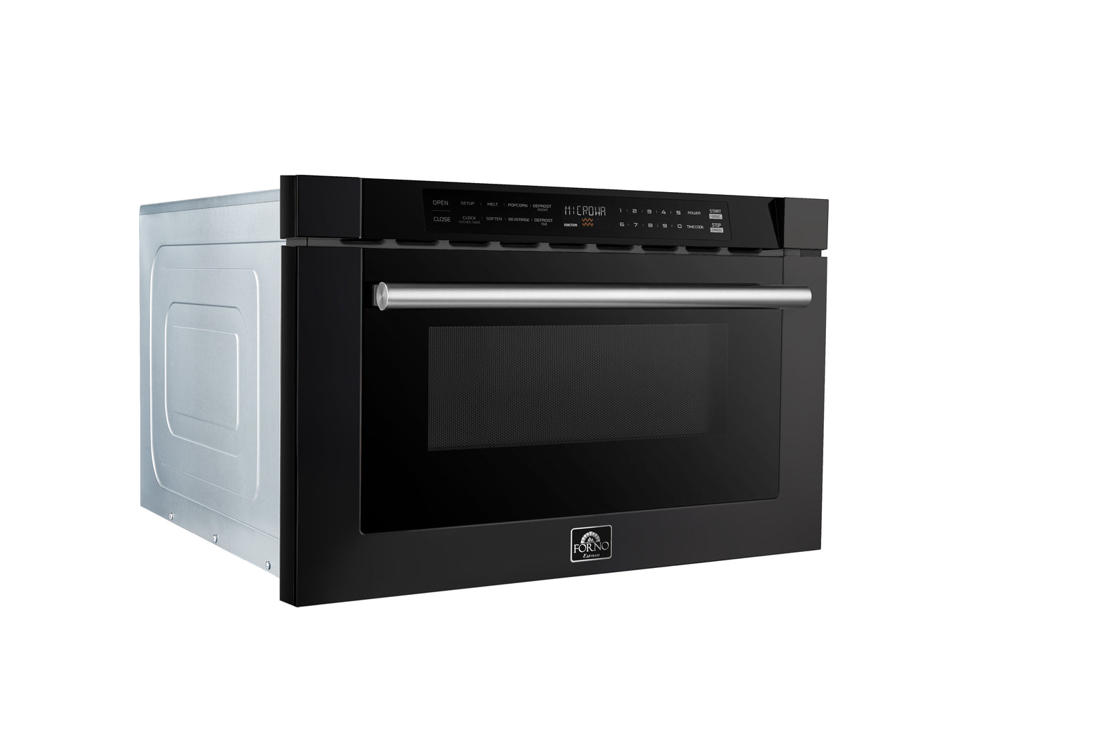 Forno Capoliveri Espresso 24-Inch Microwave Drawer, Black, 1.2 cu.ft, 1500 Watts, Built-In, Touch Control LCD Display, Auto-Touch Open/Close, 11 Power Levels, Sensor Cooking