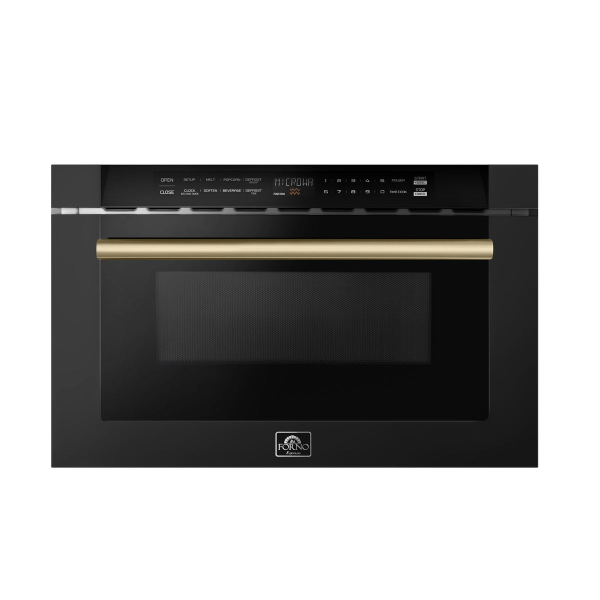 Forno Capoliveri Espresso 24-Inch Microwave Drawer, Black, 1.2 cu.ft, 1500 Watts, Built-In, Touch Control LCD Display, Auto-Touch Open/Close, 11 Power Levels, Sensor Cooking