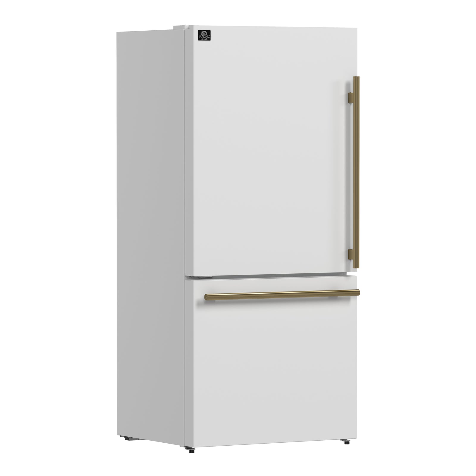 Forno Milano Espresso 31-Inch White Bottom Freezer Refrigerator, 17.2 Cu. Ft., Energy-Efficient, No Frost, Built-In Ice Maker