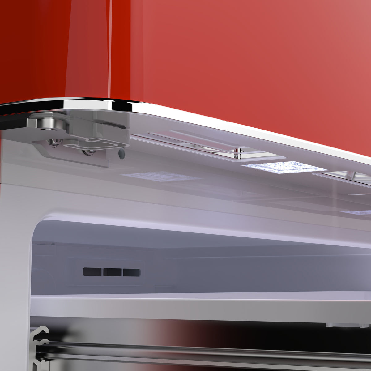 Forno Luigi 33-Inch French Door Refrigerator, 18 cu.ft, Red Finish, Handle-Free Design, ENERGY STAR Certified