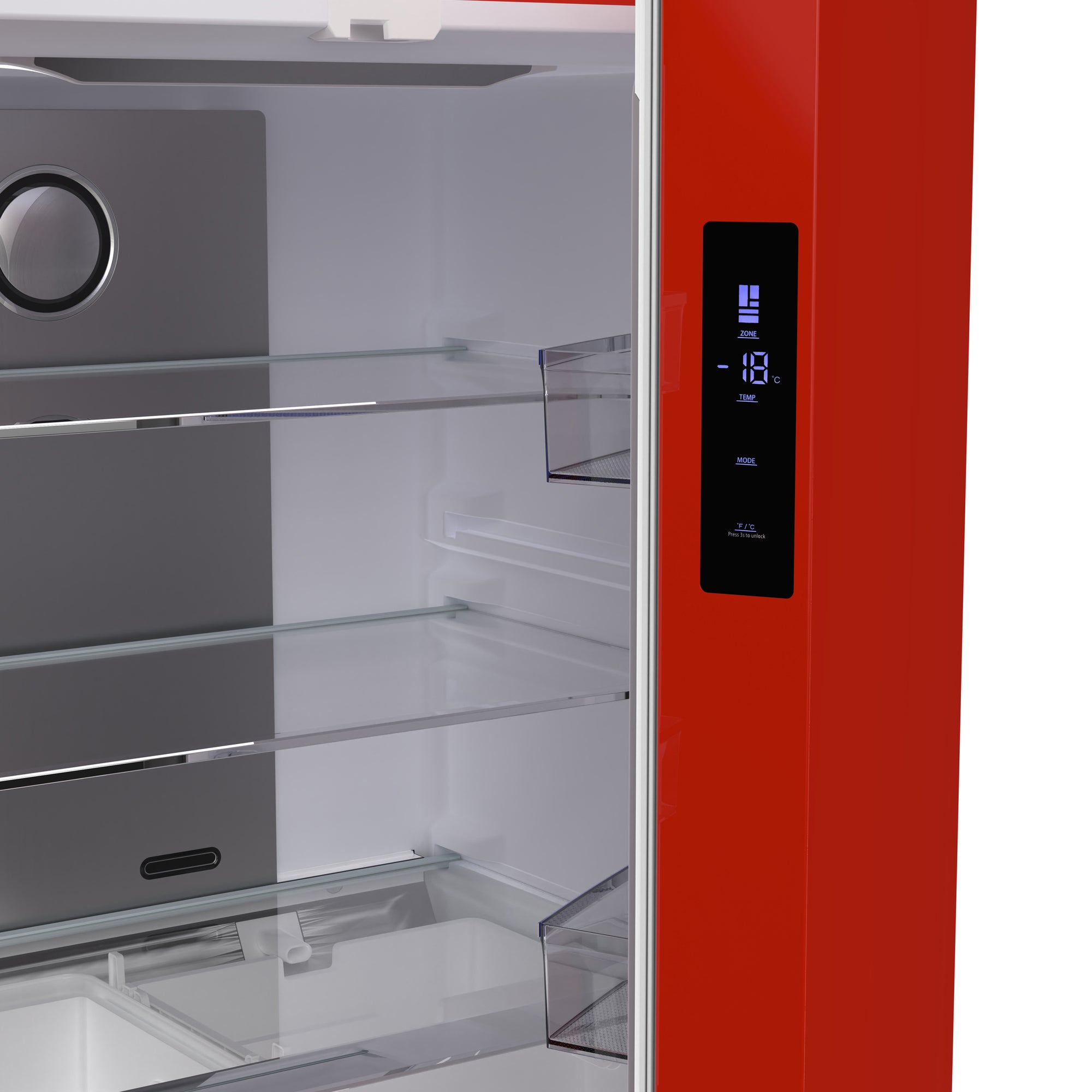 Forno Luigi 18 cu.ft. French Door Refrigerator Red, Handle-Free Design (FFFFD1791-33RED)