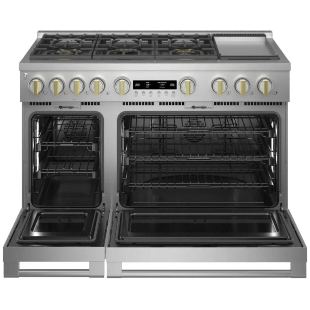 Monogram - 48" Dual-Fuel Oven with 6 Burners and Griddle (ZDP486NDTSS)