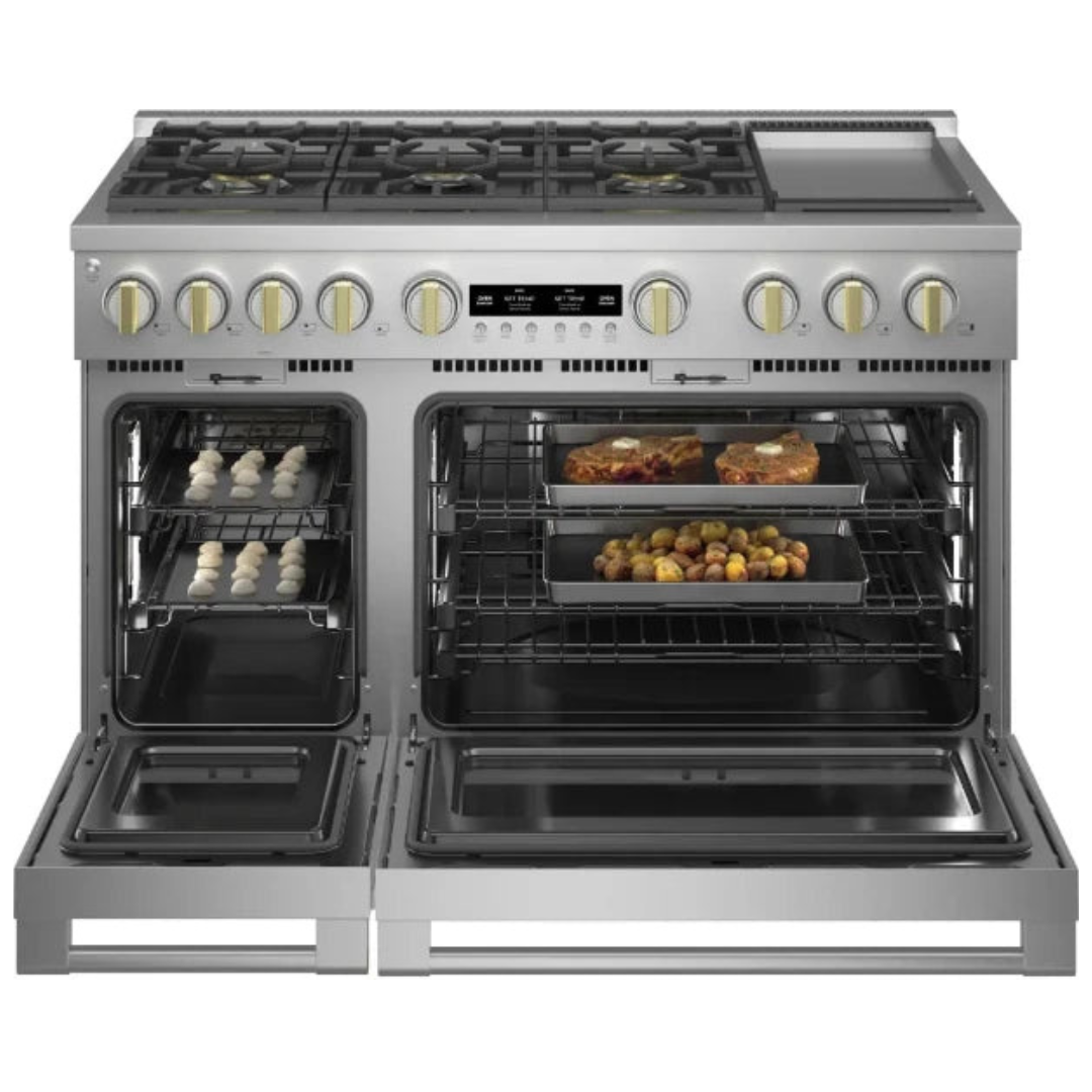 Monogram - 48" Dual-Fuel Oven with 6 Burners and Griddle (ZDP486NDTSS)