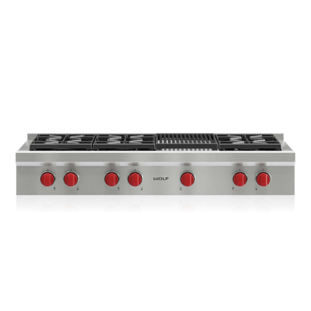 WOLF - 48&quot; Sealed Burner Rangetop - 6 Burners w/ Charbroiler (SRT486C)