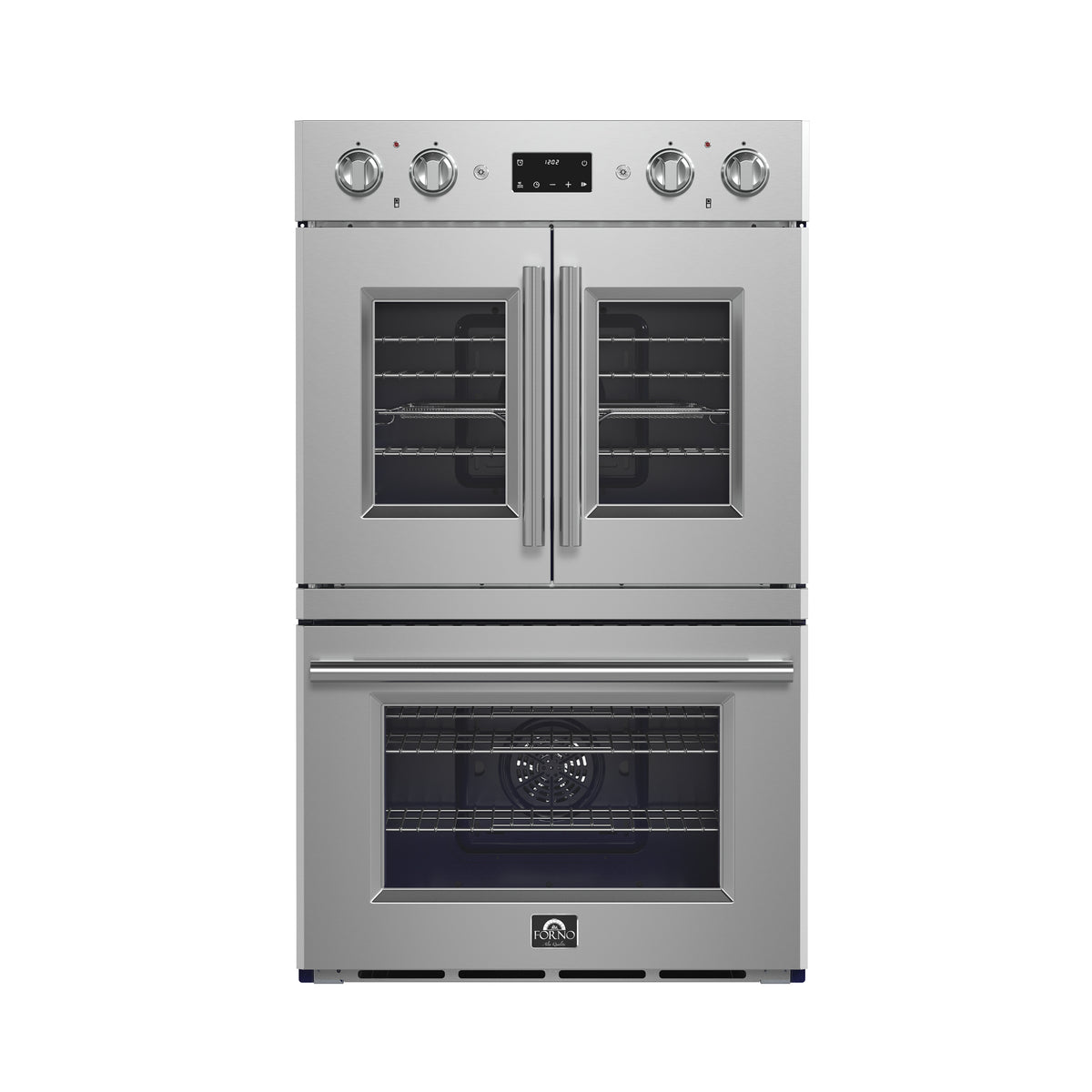 Forno Gallico 30-Inch Electric French Door Double Oven, Stainless Steel, Convection Cooking, Touch Control Panel, Self-Cleaning Function