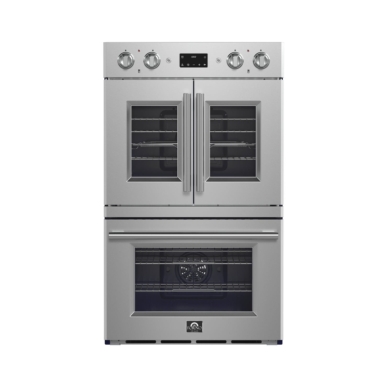 Forno Gallico 30-Inch Electric French Door Double Oven, Stainless Steel, Convection Cooking, Touch Control Panel, Self-Cleaning Function