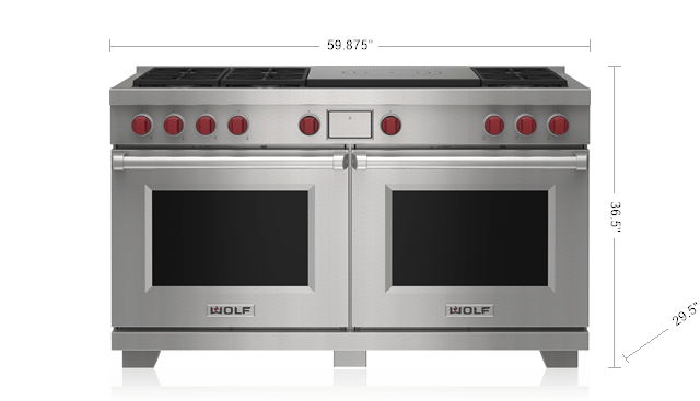 WOLF - 60" Dual Fuel Oven - 6 Burners and French Top (DF60650F/S/P)