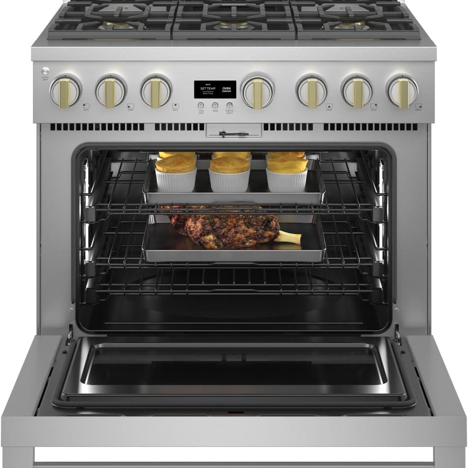 Monogram - 36" Dual-Fuel Oven with 6 Burners (ZDP366NTSS)