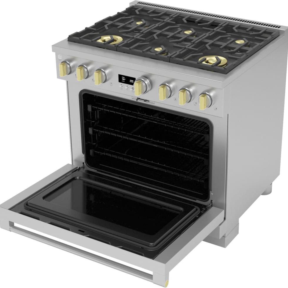 Monogram - 36&quot; Dual-Fuel Oven with 6 Burners (ZDP366NTSS)