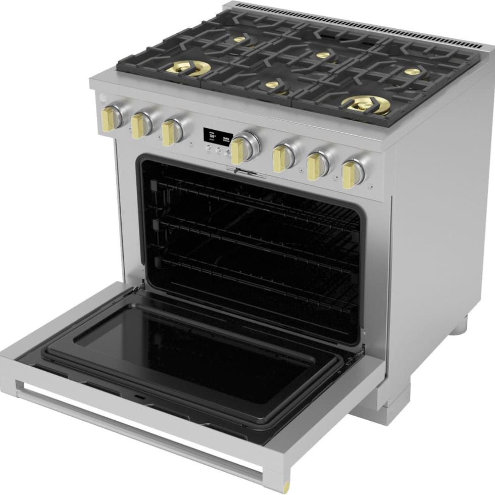 Monogram - 36" Dual-Fuel Oven with 6 Burners (ZDP366NTSS)