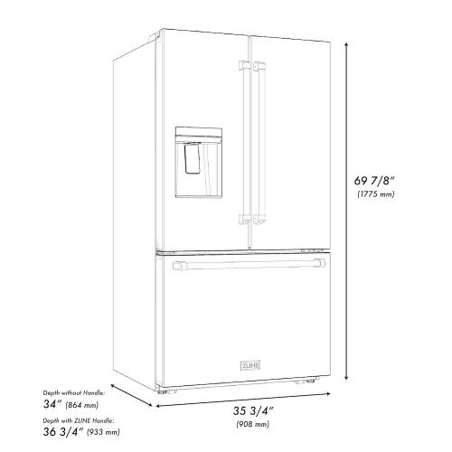 ZLINE - Autograph Edition 36&quot; French Door Refrigerator (RSMZ-W-36-MB)