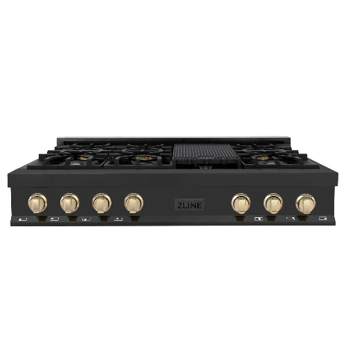 ZLINE - 48&quot; Rangetop - 7 Gas Burners Black SS (RTBZ-48-G)