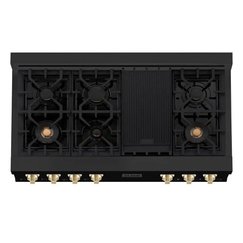 ZLINE - 48" Rangetop - 7 Gas Burners Black SS (RTBZ-48-G)