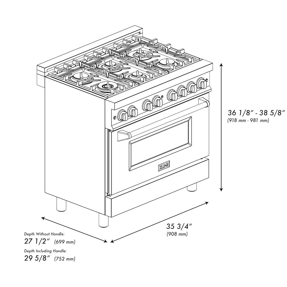 ZLINE - 36" Autograph Edition Dual Fuel Range Oven (RAZ-BLM-36-CB)