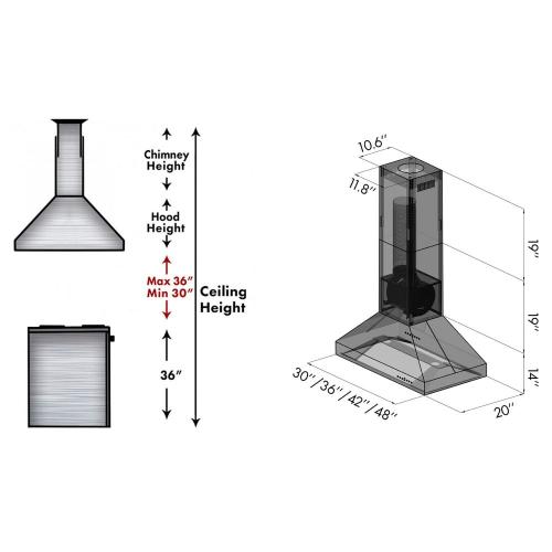 ZLINE - 36" Outdoor Stainless Island Mount Range Hood (597I-304)