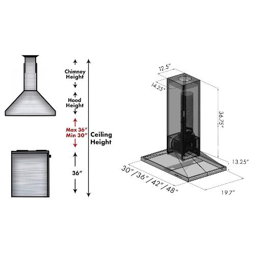 ZLINE - 36'' Wooden Island Mount Range Hood (KBICC-36)